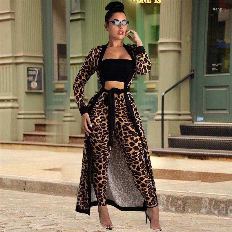 

Women' Two Piece Pants Women Tracksuit Female Suit And Jacket Runway Woman Outfit Set Leopard Print Track Joggers Sets, Black