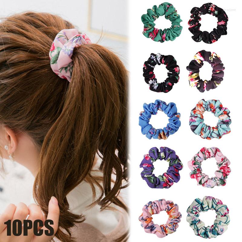 

Hair Accessories 10 Pcs/set Floral Elastic Band Simple Not Hurt Fashion Small Fresh Ring, As show