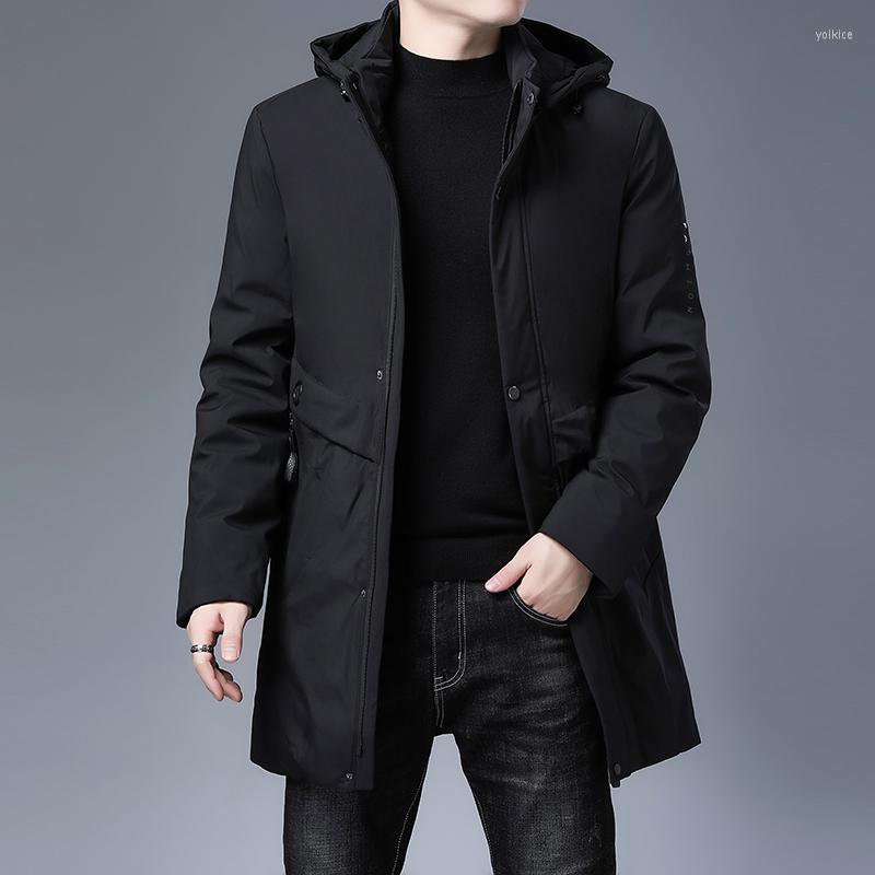 

Men's Down Top Quality Padded Brand Casual Fashion Thick Warm Men Long Parka Winter Jacket With Hood Windbreaker Coats Mens Clothing 2022, Black