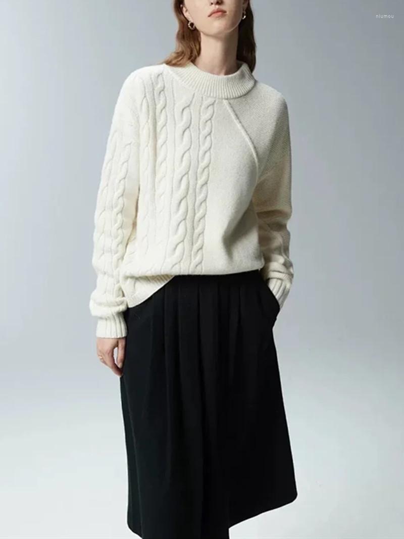 

Women' Sweaters 2 Colors Women' Half High Collar Twisted Sweater Temperament All-Match Long Sleeve 2022 Female Autumn Winter Jumper