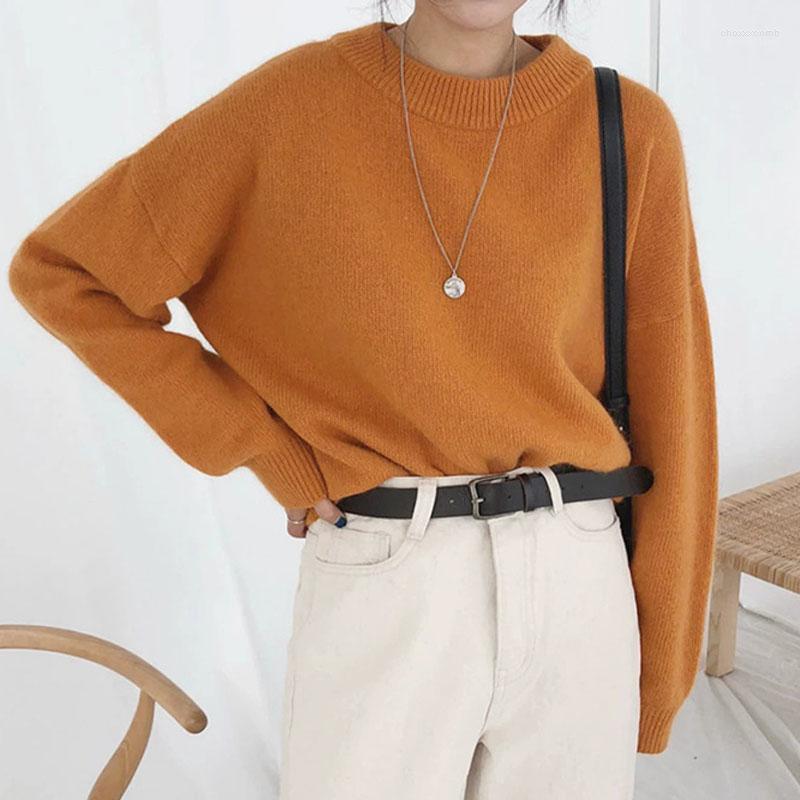 

Women's Sweaters Women's Autumn And Winter Sweater Casual Solid Color Round Neck Long Sleeve Loose, Beige