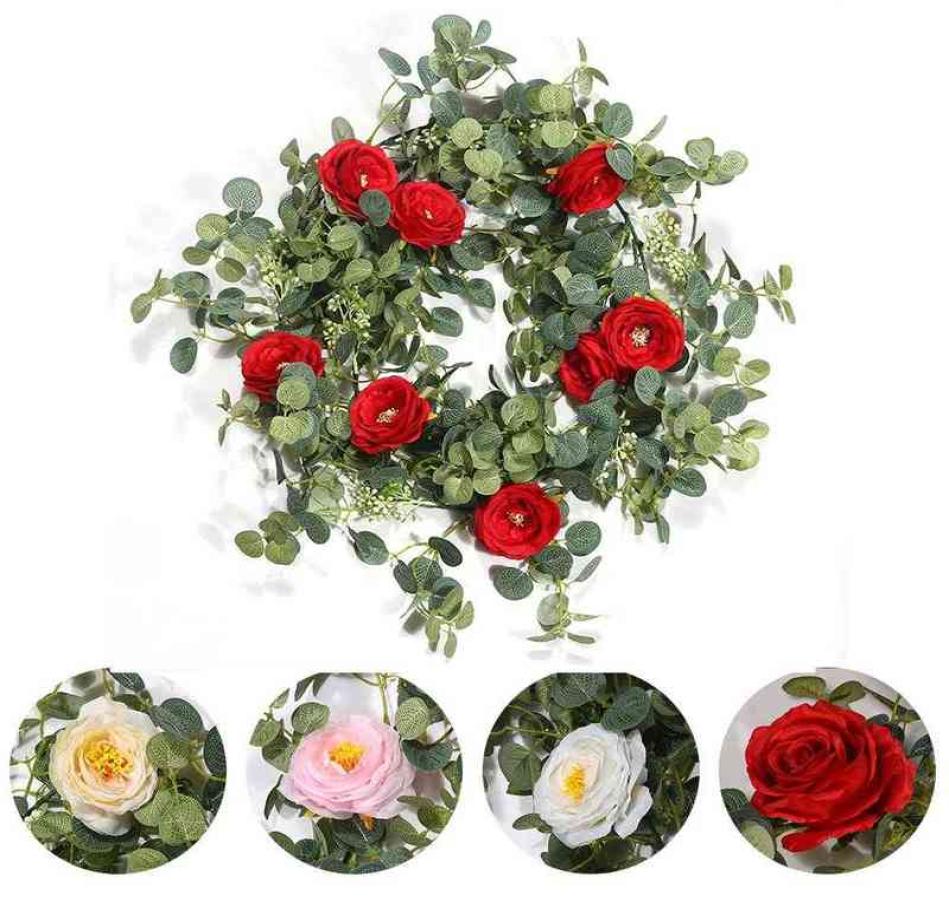 

18M Silk Artificial Rose Vine Hanging Flowers for Wall Decoration Rattan Fake Plants Leaves Garland Romantic Wedding Home Decor T