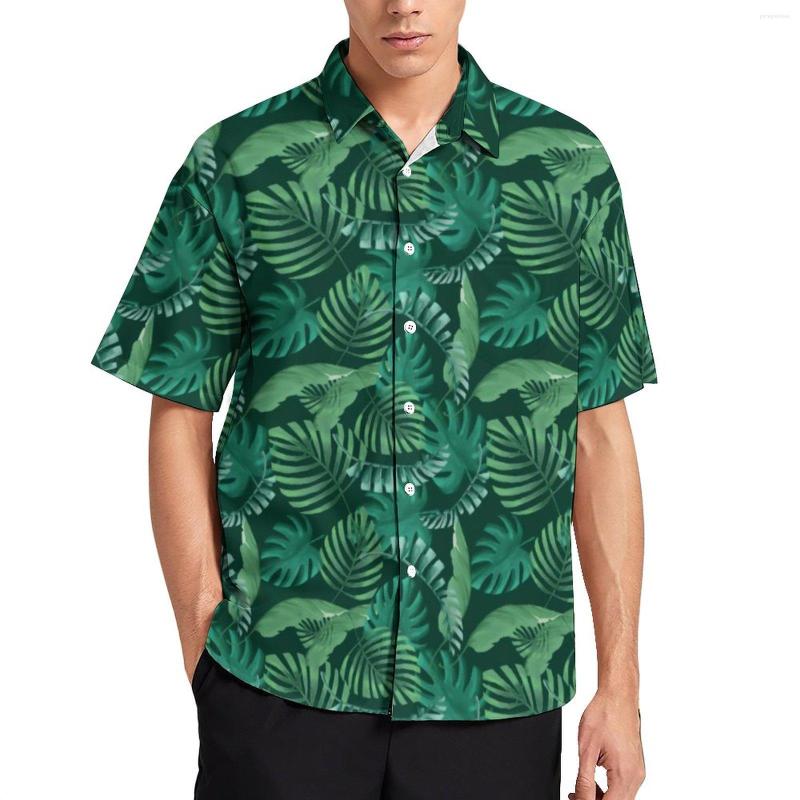 

Men's Casual Shirts Tropical Leaf Print Shirt Men Palm Leaves Hawaiian Vintage Blouses Short Sleeve Oversized, Style-2