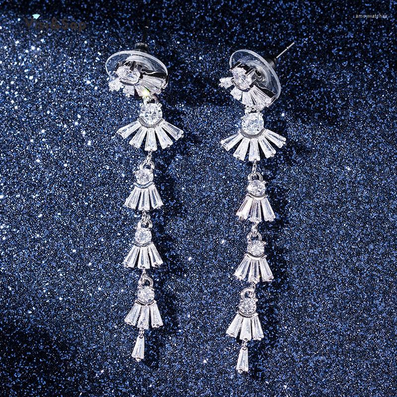 

Dangle Earrings Visisap Long Tassels Icedout For Women Fashion Gifts Jewelry Wedding Anniversary Earring Factory EH011