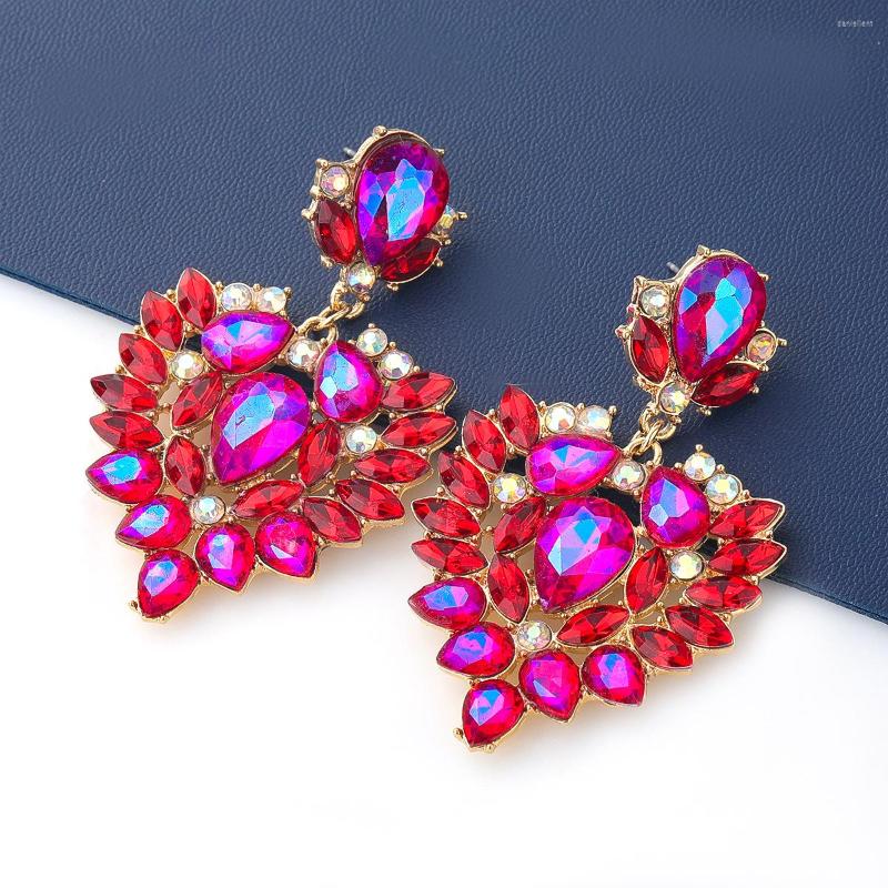 

Dangle Earrings S2258 Fashion Jewelry Geometric Heart Colorful Rhinstone
