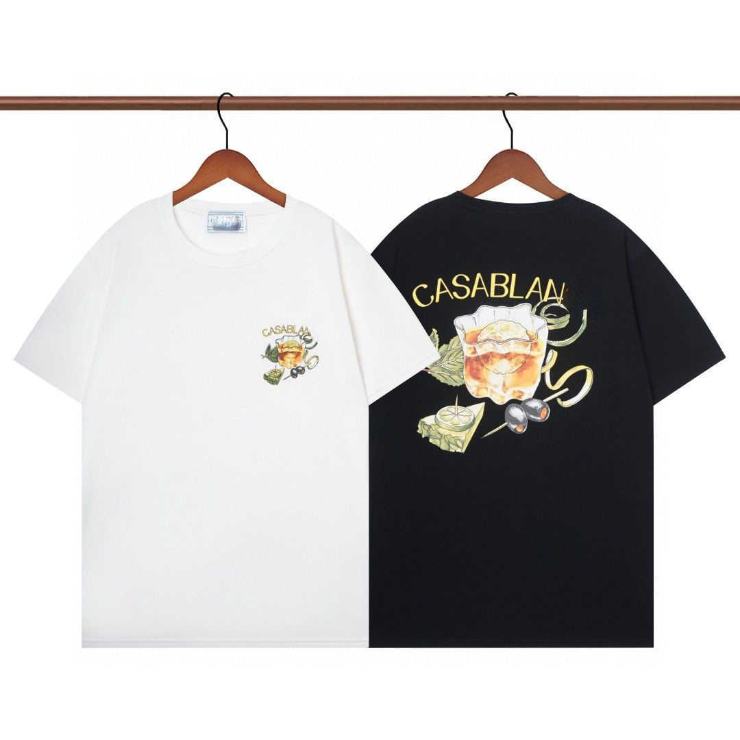 

Casa mens short sleeve t shirt Casablanc designer tshirt men women sweatshirt fashion print Hip Hop round neck pullover tee Casual T-shirt J77, White-1