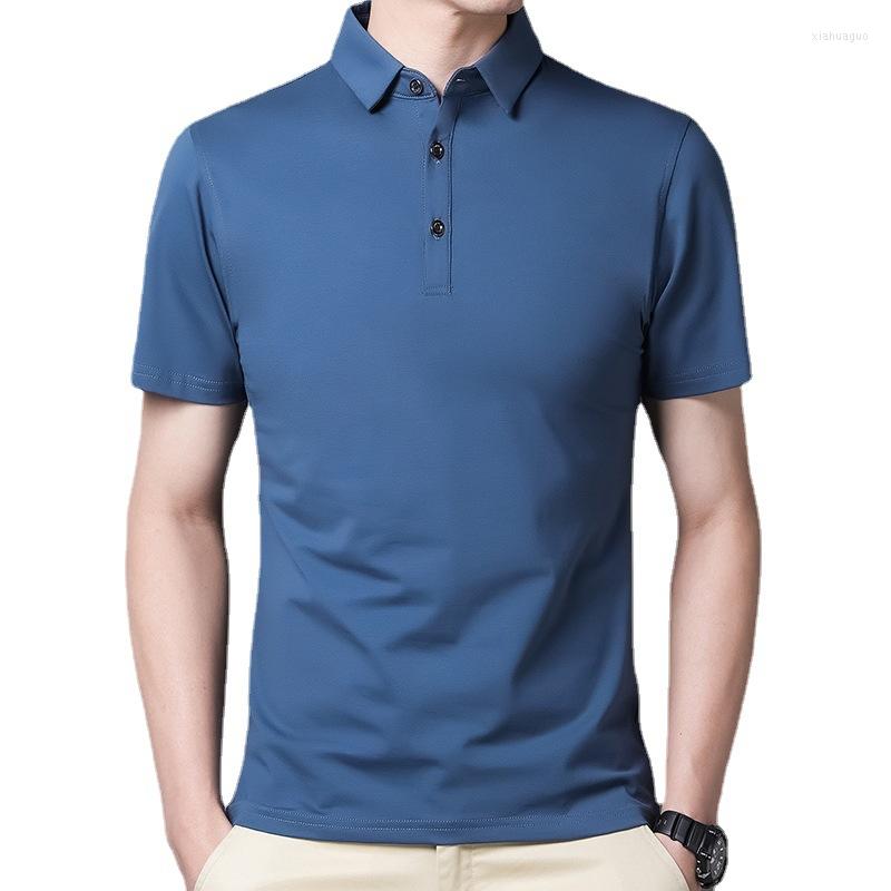 

Men's T Shirts 2022 Summer Cotton Short Sleeve Solid Turn Down Collar T-shirt Casual Slim Half, Blue