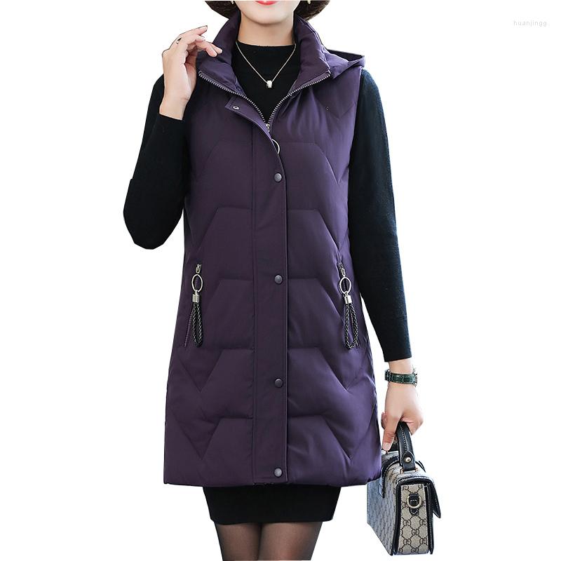 

Women's Vests Down Cotton Women Jacket Autumn Winter Mother's Thick Waistcoat Vest Fashion Oversize Hooded Outer Wear Lady, Black