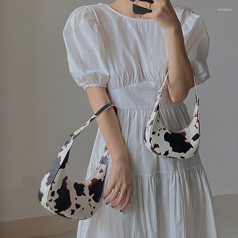

Evening Bags Cow Pattern Design Ladies Casual Shoulder Bag Mini Chain PU Zipper Underarm Handbags, Small