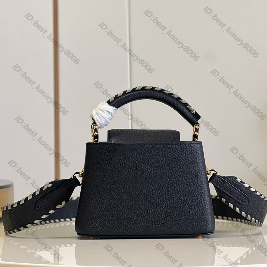 

9A luxury handbag designer cover imported cowhide material storage shoulder bag, White