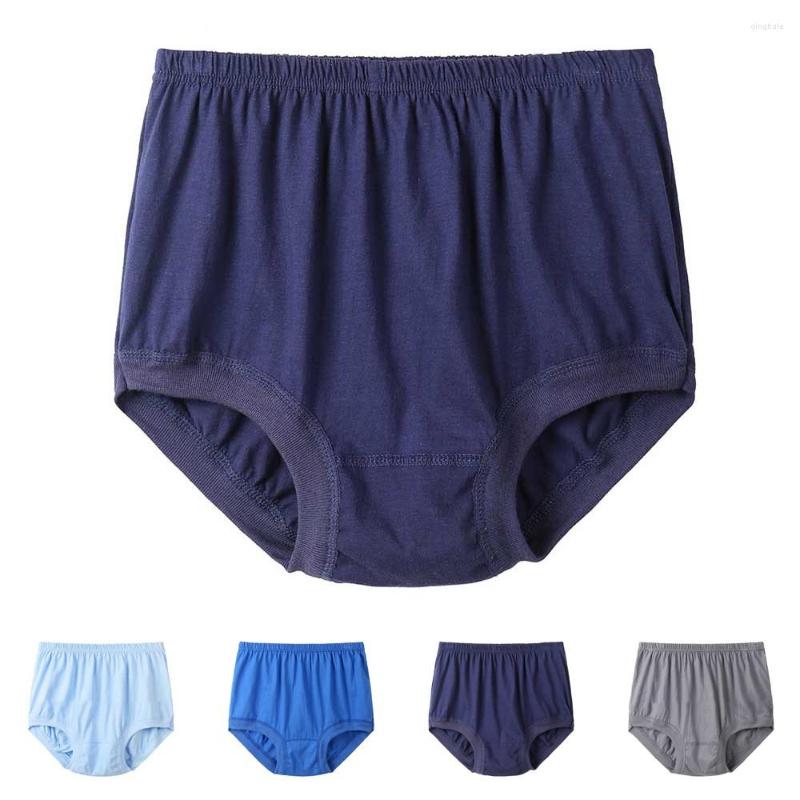 

Underpants Men's Cotton Briefs Comfy Bottom Shorts Pants Nightwear Soft Underwear Middle-aged And Elderly Solid Color High Waist, Grey