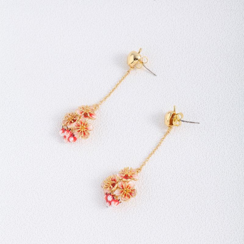 

Stud Earrings European And American Jewelry Wholesale Hand-Painted Enamel Glaze Mori Sweet Flower Bud Beautiful