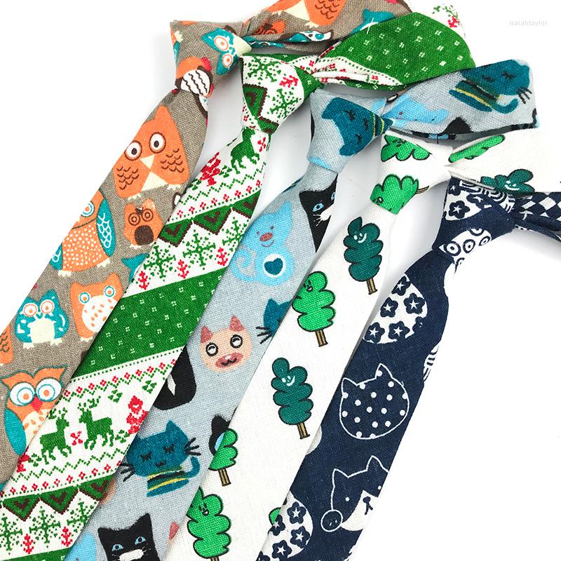 

Bow Ties Arrived Cotton Linen Printed For Men Cartoon Slim Neckties Women Students