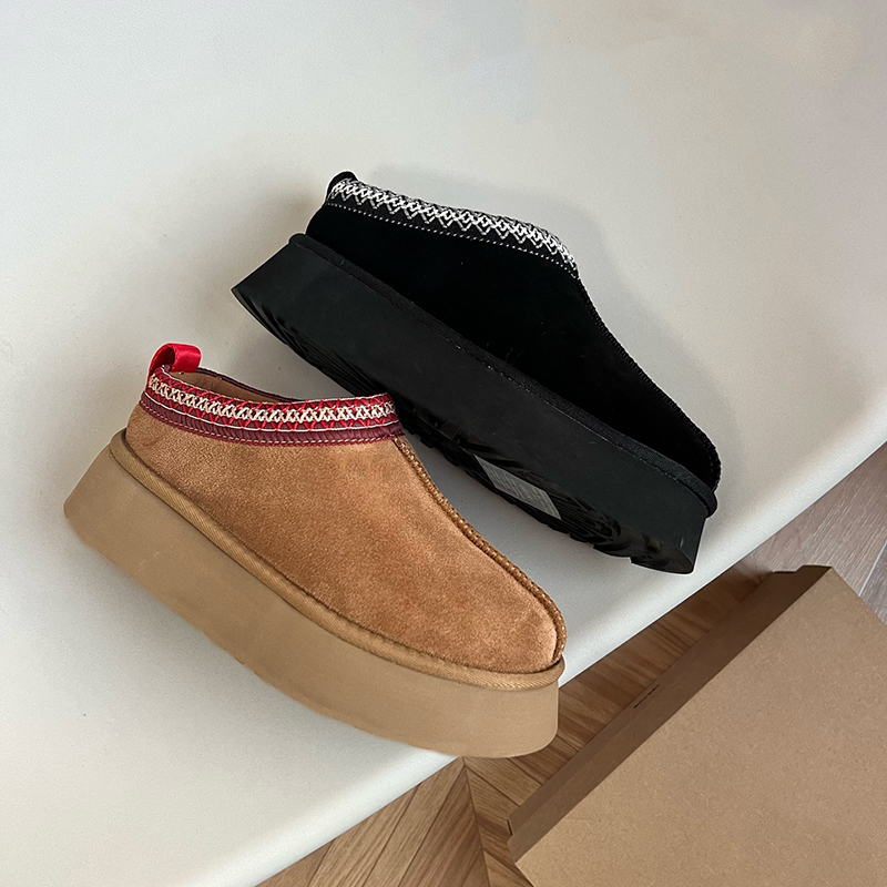 

Australia Tazz Slipper Designer Australian Boot Platform Heel Chestnut Black Real Leather Fur Boots Ankle Mini Booties, 7#