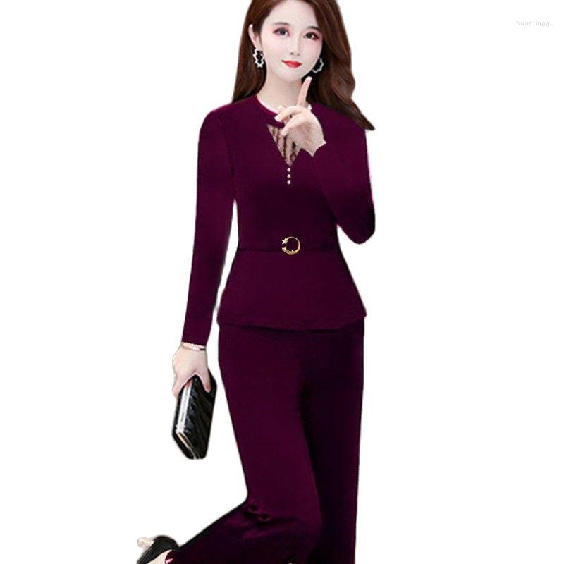 

Women' Two Piece Pants Women 2-Piece Set 2022 Female Spring Summer Suit Lady Shirt Tops Wide Leg Two-Piece Profession C, Black