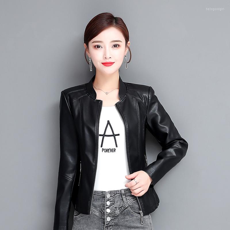 

Women's Leather Women's Jacket Spring And Autumn Short Korean Coat Jackets Parka Zipper Tops Overcoat Ladies Fashion Outwear -5XL, Black
