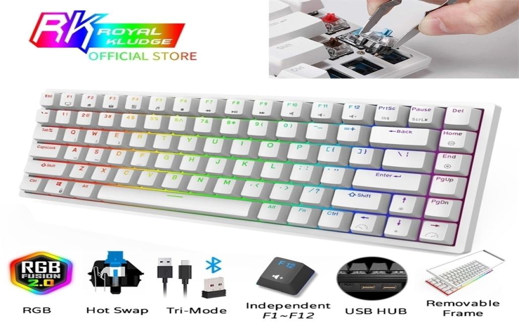 

Keyboards Royal Kludge RK84 TriMode Mechanical Keyboard Wireless Bluetooth RGB Backlight BT5024GWired Swappable Gamer Keyboard 221