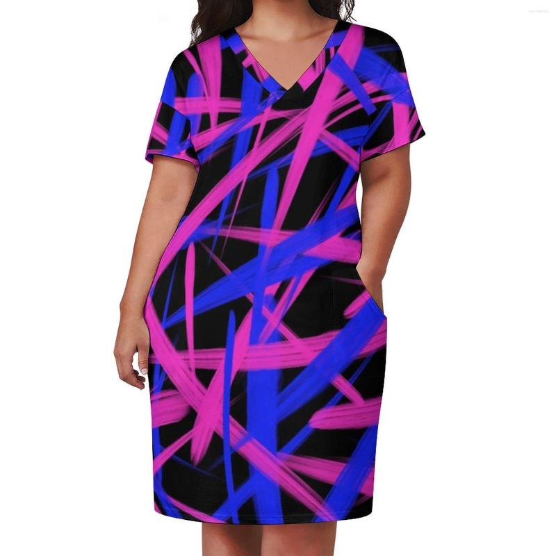 

Plus Size Dresses Neon Paint Dress Graphic Art Print Aesthetic Casual Female Summer Short Sleeve Elegant Birthday Gift, Style-15