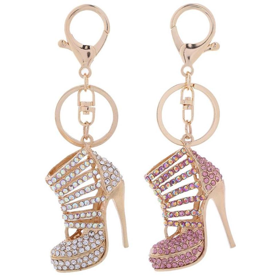 

Crystal High Heels Shoes Key Chains Rings Shoe Pendant Car Bag Keyrings For Women Girl KeyChains Gift2976