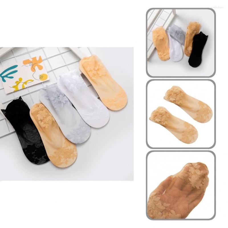 

Women Socks Elegant 1 Pair Non-Slip Hollow Sweet Elastic For Daily Wear, White