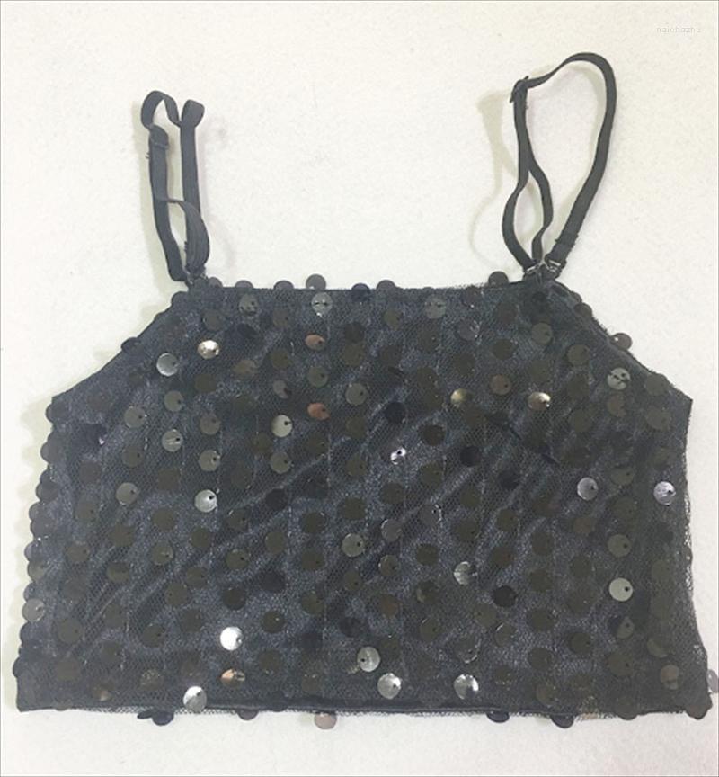 

Stage Wear 2022 Fashionable Children Ballet Latin Dancing Clothing Sequins Belly Dance Top Expose Waist, White