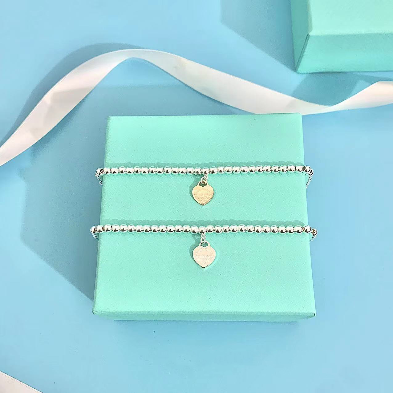 

s925 love Heart Beaded Bracelet for men Women couple Stainless earth chakras Steel Strands chain Gifts for girl boy friend Accessories wholesale 5 color