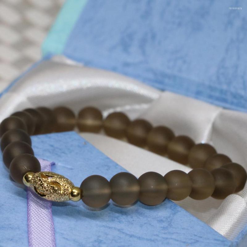 

Strand High Quality Fine Arrival Gray Frosted Matte Crystal Vintage Bracelet Round Beads 8mm Women Jewelry Making 7.5inch B2184