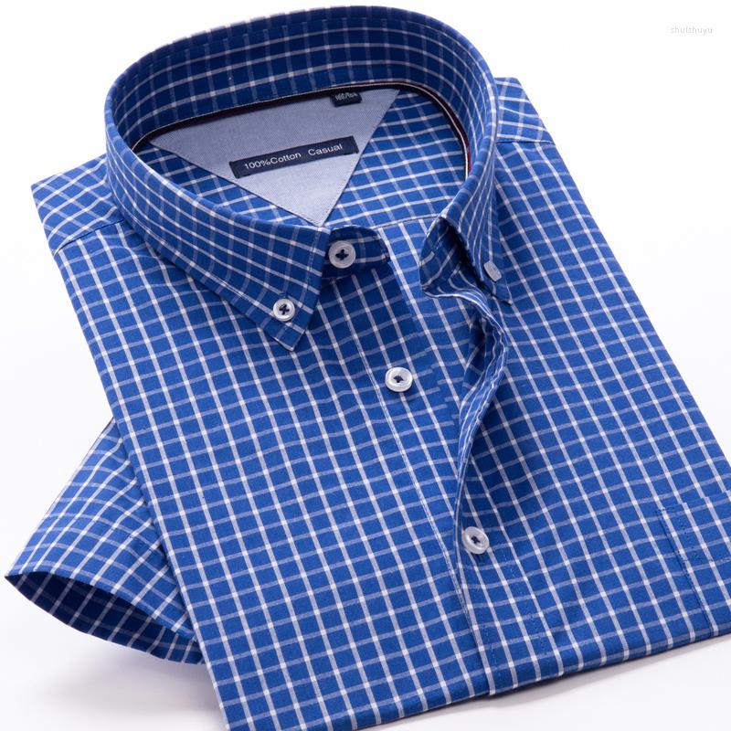 

Men's Casual Shirts Plus Size 5XL 6XL 7XL 8XL Mens 2022 Summer Arrivals High Quality Men's Blue Short Sleeve Classic Plaid Shirt, 550013