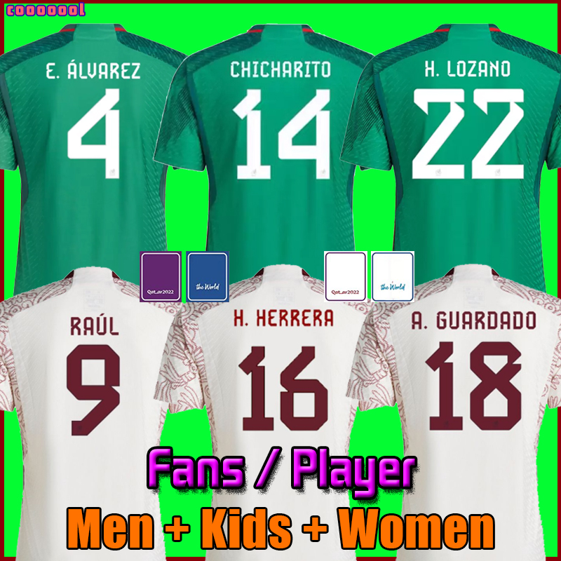 

Player Fans Version 2022 2023 Mexico Soccer Jersey Home green Away NEW National Copa America 22 23 CHICHARITO LOZANO VELA RAUL Men Kids Women Baby Football Shirts, 2022 away kids