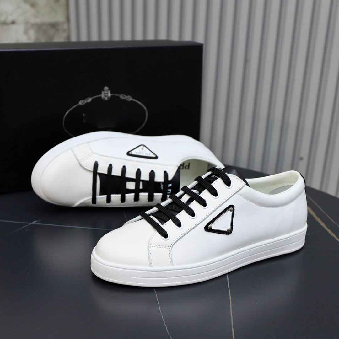 

Perforation Enameled Metal Sneakers Shoes Men Brushed Leather White Black Sport Shoe Man Super Quality Casual Walking EU38-46 Original Box, 89