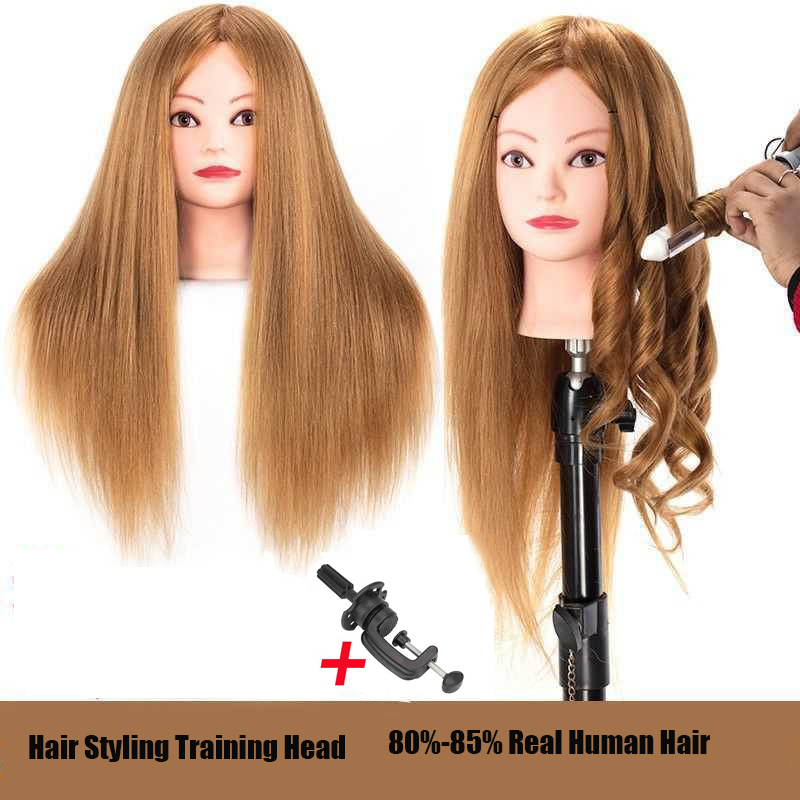 

Female Mannequin Training Head 80-85% Real Hair Styling Head Dummy Doll Manikin Heads For Hairdressers Hairstyles