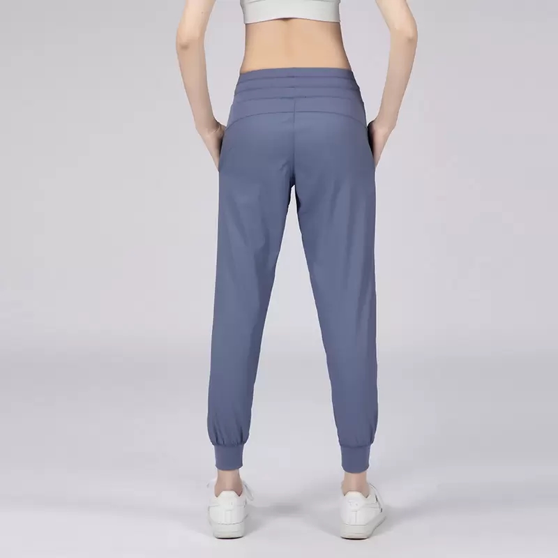 

LU Women lululemens yoga clothes Ninth Pants Pocket Fitness Leggings Soft High Waist Hip Lift Elastic Casual Pants Drawstring Legs Sweatpants