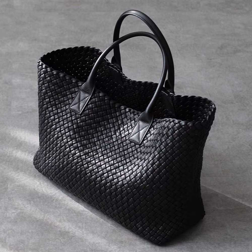 designer bag Oversized Women Tote Bag High Quality PU Leather Knitting Shoulder Shopper Bags Luxury Woven Retro Female Large Purse Black 2022 New
