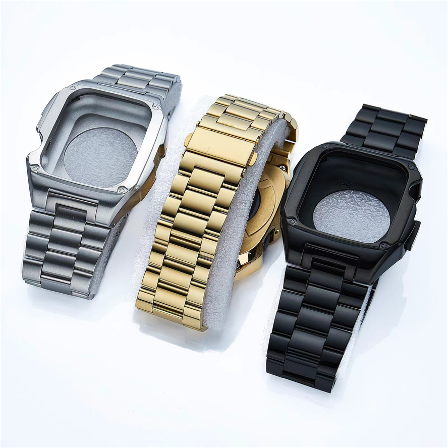 

Smart Straps Armour Metal Case Cover Stainless Steel Band DIY AP Watches Modification Kit fit iWatch 8 7 6 5 4 SE Rubber Strap for Apple Watch Series 45mm 44mm