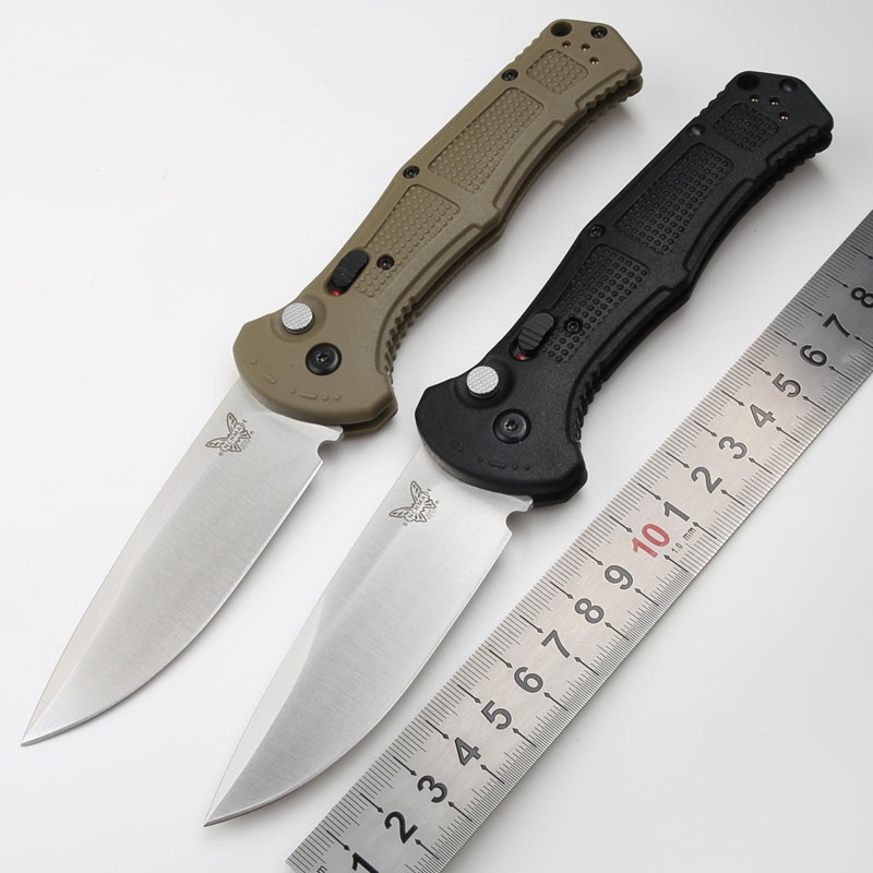 

Benchmade 9070/9070BK-1 Claymore AUTO Folding Knife D2 Blade Nylon Fibre Handle Outdoor camping survival self-defense 9070BK 4300 8551 9750 Automatic Tactical Tools