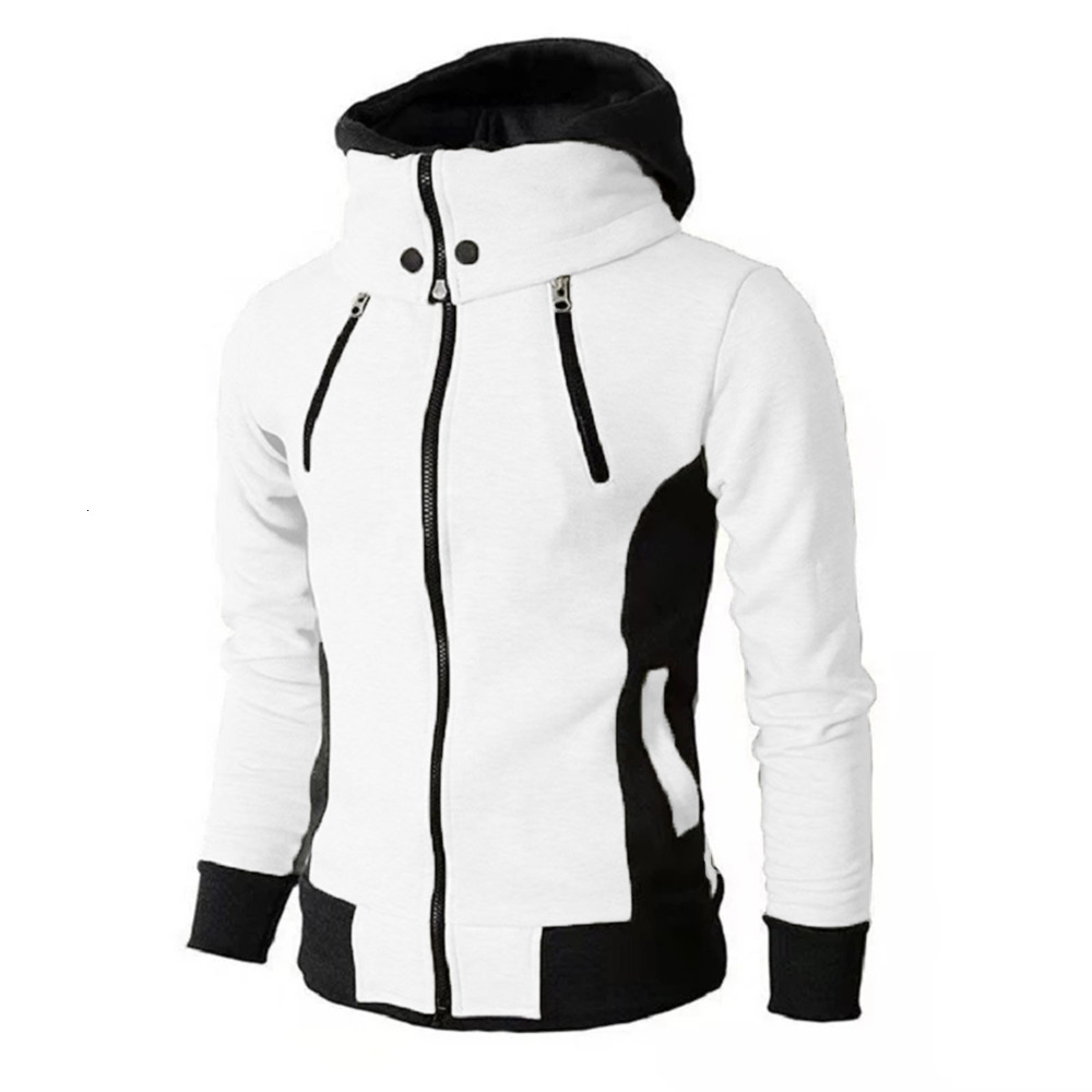 Mens Hoodies Sweatshirts Zipper Men Jackets Autumn Winter Casual Fleece Coats Bomber Jacket Scarf Collar Fashion Hooded Male Outwear Slim Fit Hoody