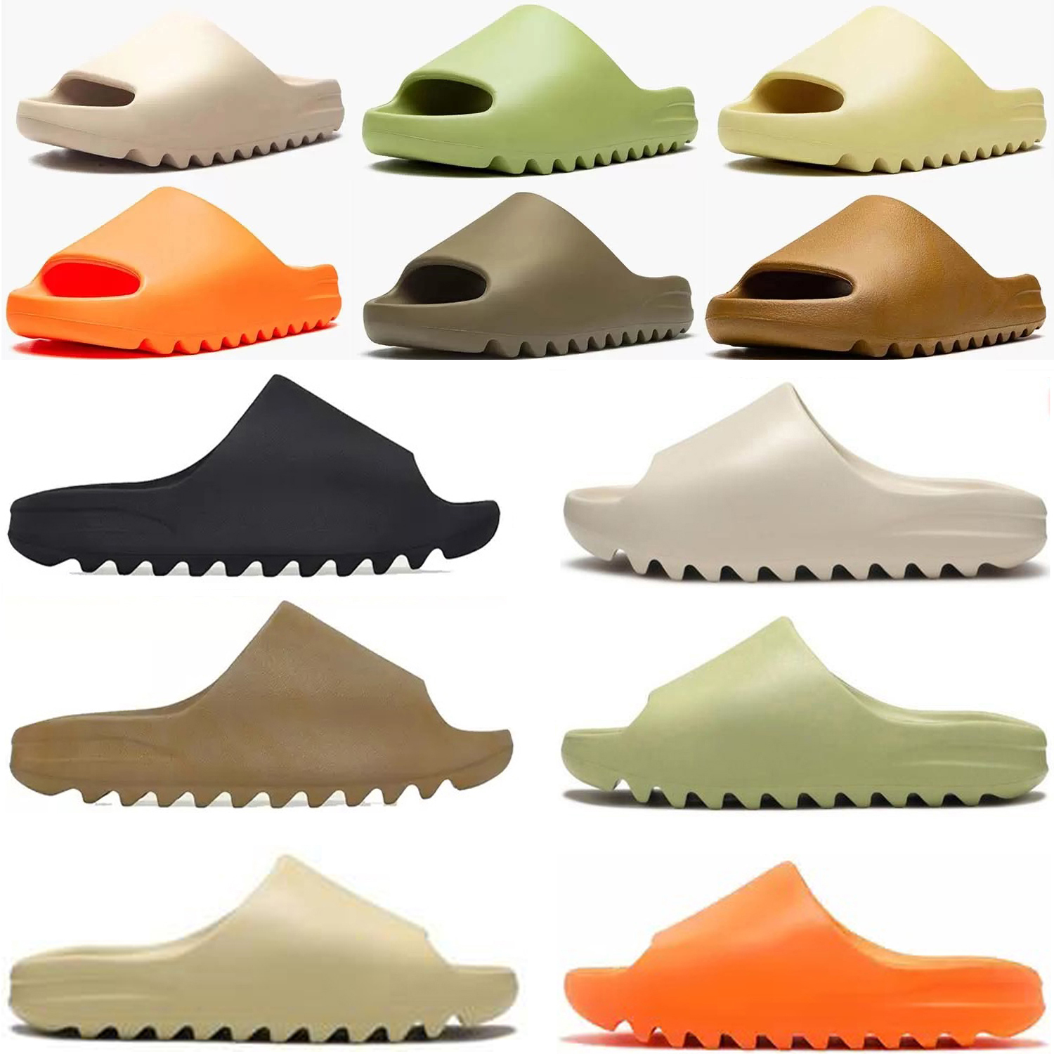 

2022 foam slides slippers desert sand bone glow green enflame orange ochre resin soot vermillion mineral blue onyx pure sandals men woman slide slipper, 12