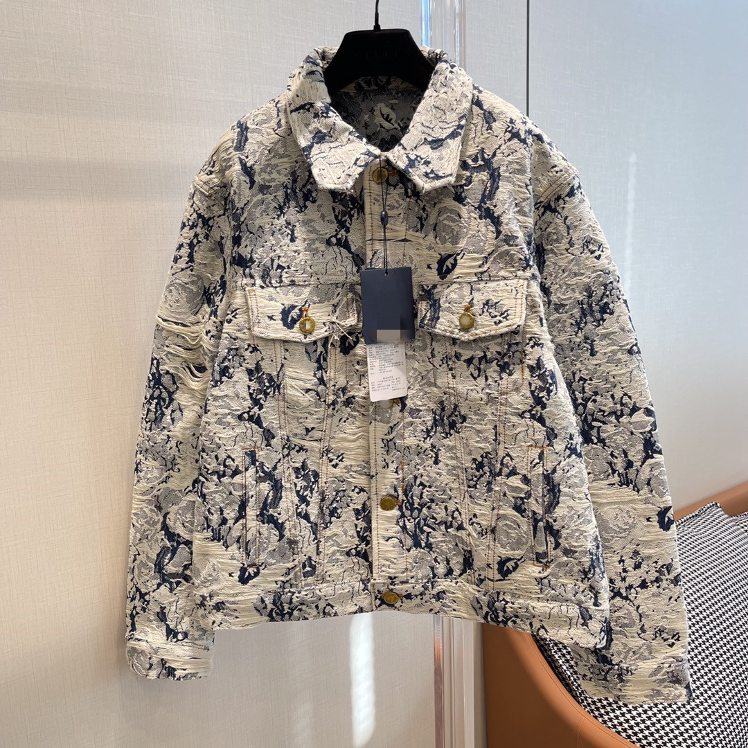 

Women's Jackets Luxury designer designs new denim print coat for autumn and winter 2022, Multi