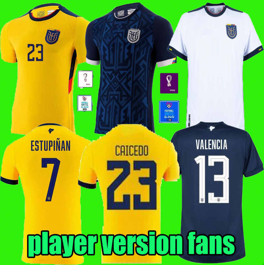 

2022 Ecuador Soccer Jerseys CAICEDO Valencia 22 23 Home Yellow HINCAPIE J. Cifuentes PLATA Away Estrada CAICEDO Estupinan National Team Football Shirt
