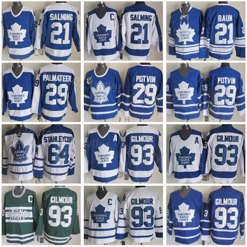 

Retro Torontos Throwback Maple Leafs Hockey 29 Felix Potvin Jerseys 75th Anniversary 93 Doug Gilmour 29 Mike Palmateer 21 Borje Salming 64 Stanleycup Vintage Color, White