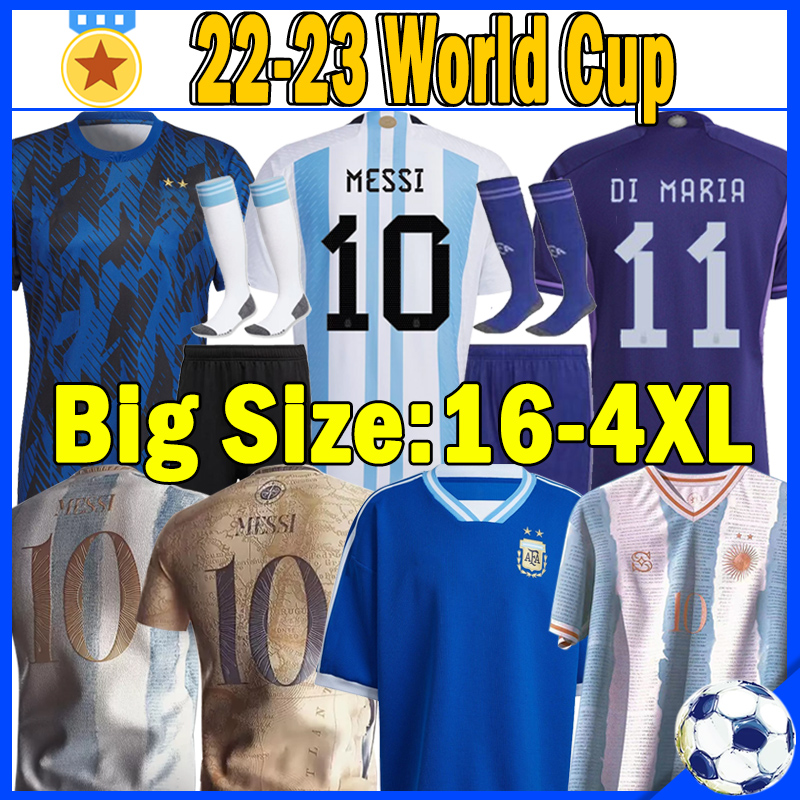 

2022 2023 Copa America finals ARGENTINA soccer jerseys Pants 22 23 DI MARIA Maradona Classic player version long sleeve 200 years champions kids kits football shirt, 22-23 pre match shirt