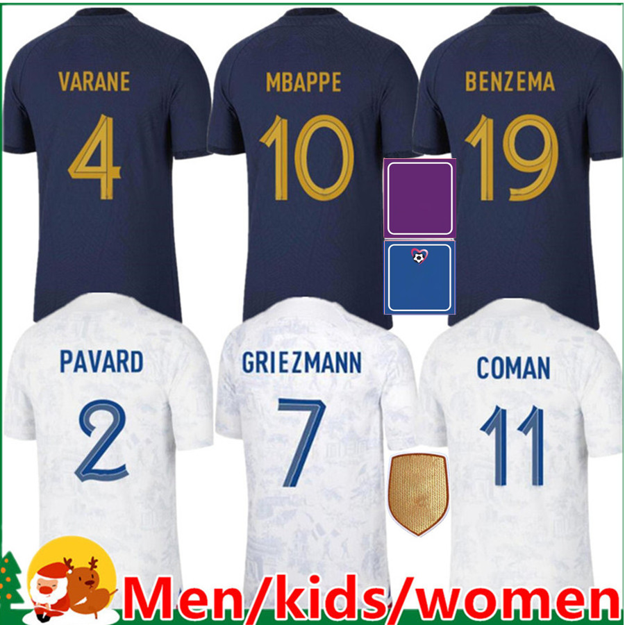 

Men's T-Shirts French club Full Sets 2022 BENZEMA soccer jerseys 2023 GIROUD MBAPPE GRIEZMANN SALIBA PAVARD KANTE Maillot de foot equipe Maillots kids kit T230310, 2022 away