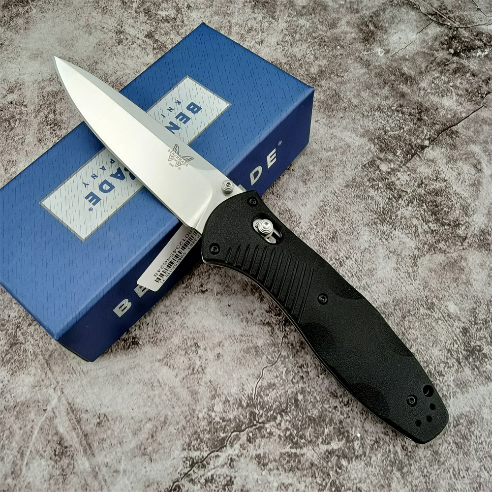 

Benchmade Barrage 580 Axis-Assisted Folding Knife - Satin Finish Drop Point Blade With Black Nylon Wave Fiber Handles Survival Outdoor Gear Pocket EDC Tool Knives