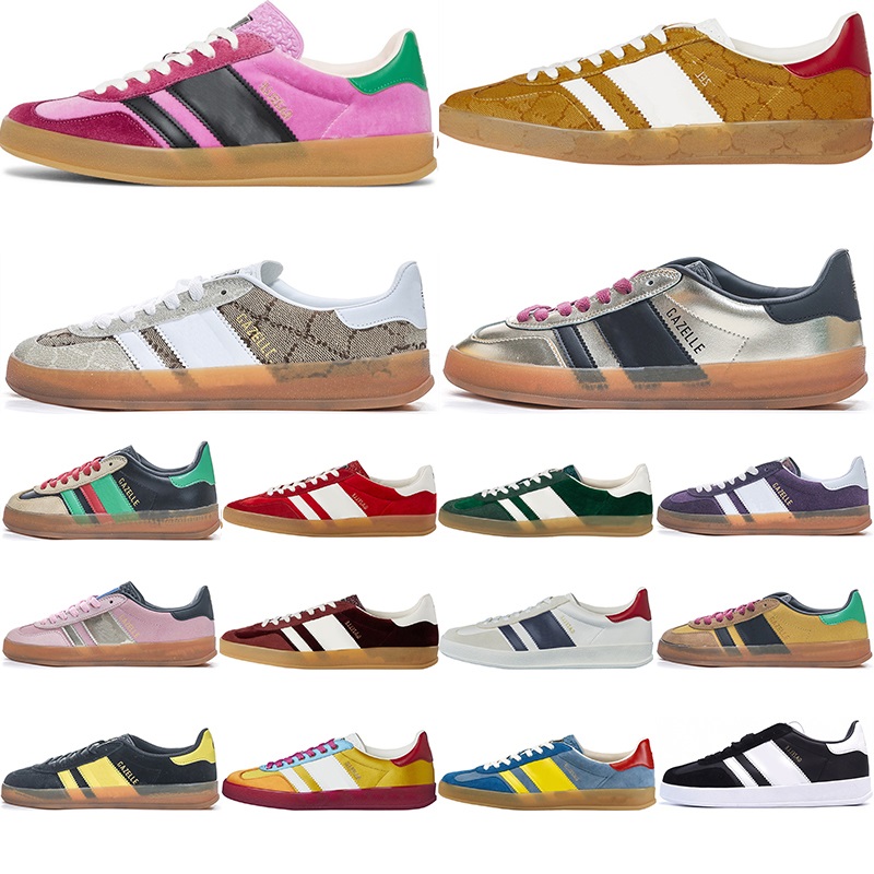 

Gazelle XAD Designer Shoes Flats Leather Suede Velvet Patchwork Mens Womens Winter Casual Shoes Red Green White Striped Fashion Platform Plate-forme Trainers, Shoesbox