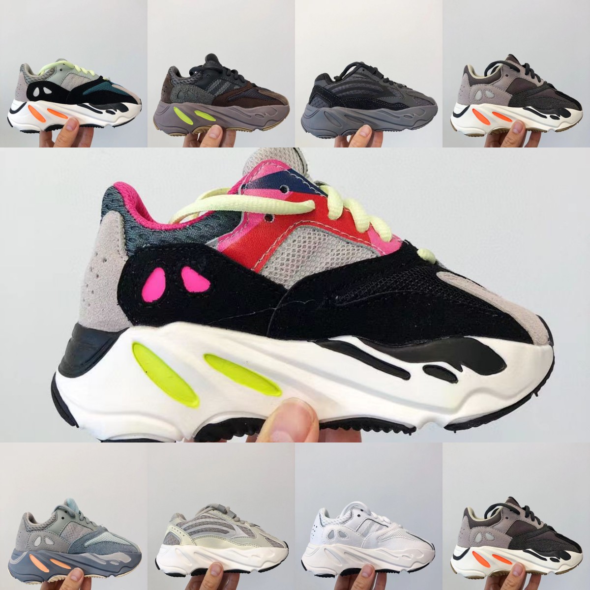 

children 700 kids shoes v2 designer baby black shoe runner boys girls kid Courant Blush luminous sneaker Skeleton youth toddler infants Basketball Pour Trainers, Customize