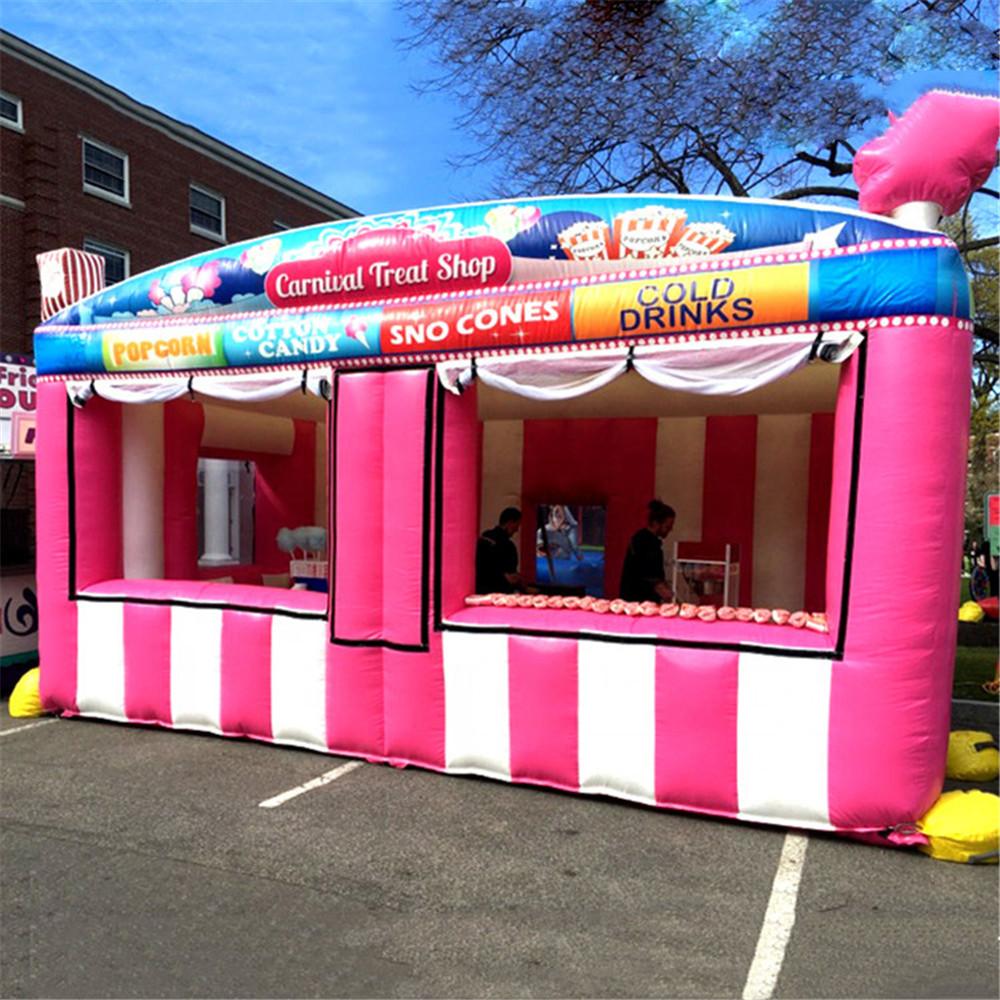 

5x3m Customized concession stand tent inflatable candy floss ticket changing booth ice cream popcorn cold drink sell room balloon with blower on sale