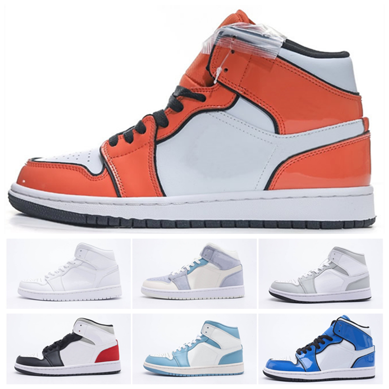 

1 1s Basketball Shoes Men Mid Top Quality University Blue Hyper Royal Patent Panda OG dark Mocha bred shadow UNC Smoke Grey Women Sports Sneakers trainers 36-46, #07