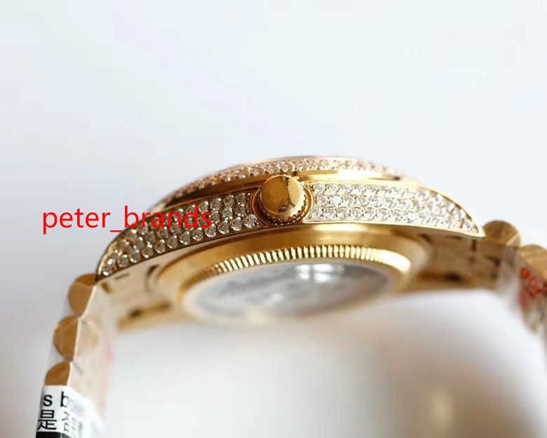 

2023GPU2 Wristwatches High quaity shiny diamonds watch yellow gold case 41mm Arabic numbers automatic men smooth hands wristwatch stainls steel material bling
