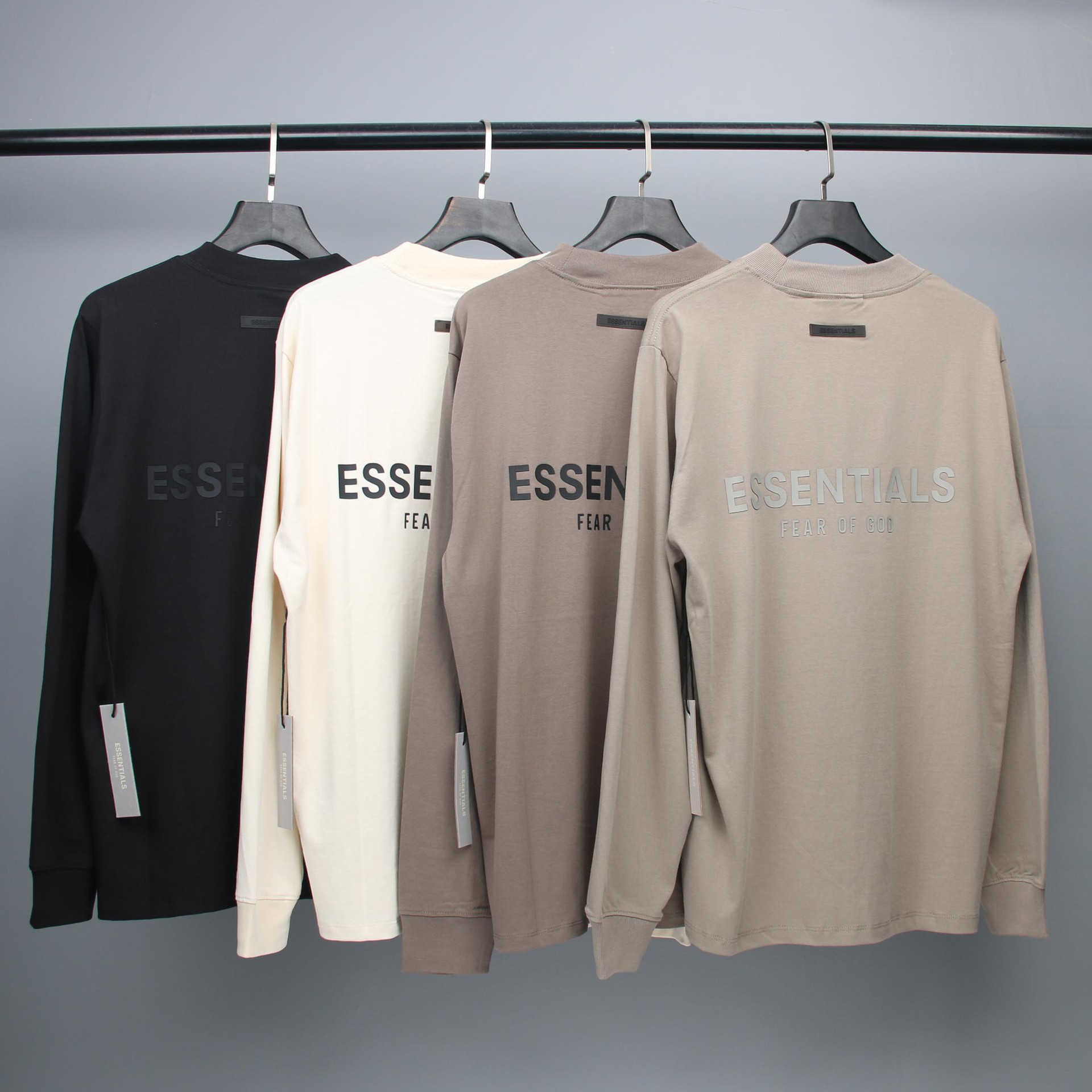 

Mens Hoodies Essentialss Fashion Woman' Sweatshirt Fear God Multi Thread Back Letter Adhesive Silicone Printing High T-shirt Long Sleeve, Light gray