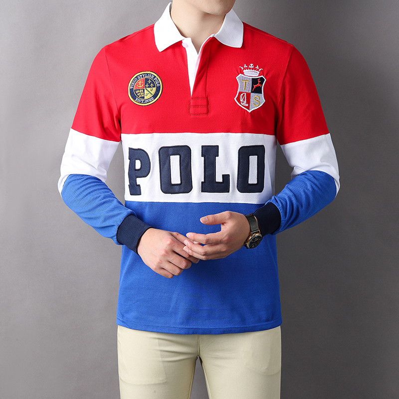 

Mens Polos Spring Fashion Street Wear 100% cotton long sleeve polo T Shirt High Quality clothing embroidery tops 221121, 212-2